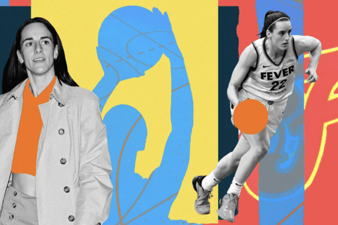 Indiana Fever star Caitlin Clark won WNBA Rookie of the Year last season after averaging 19.2 points, a WNBA-high 8.4 assists and 5.7 rebounds a game. Macy Sinreich / NBC News; Getty Images